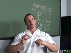 Prof nails Sabannah Paige's tight ass in uniform and pierced teen body