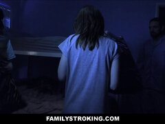 Stepdad & BFF Kelsey Kage take turns fucking petite stepdaughter Lily Moon during sleepover