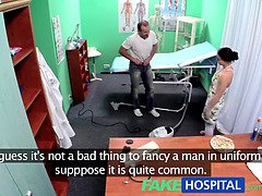 Real dirty nurse in uniform can't resist patient's doggystyle desires in fake hospital