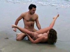 Enthousiasteling, Strand, Stel, Sperma shot