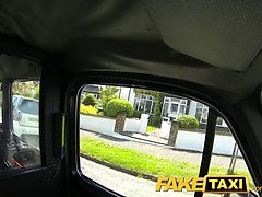 Busty blonde pays for backseat blowjob in fake taxi with rough dogging