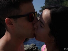 18, Brunette, Sædskud, Komme på ansigtet, Udendørs, Teenager