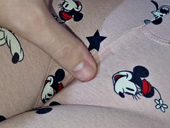 Spit and rub sweet pussy in pajamas, my stepsister let me play with her cameltoe pussy