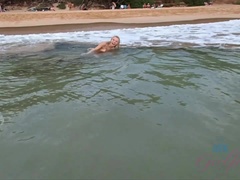 Leie, Bad, Strand, Bikini, Blondine, Fingern, Pov, Öffentlich