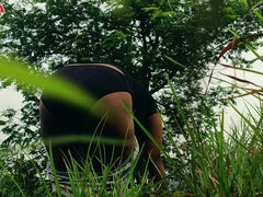 Gros cul, Couple, Tir de sperme, Indienne, De plein air