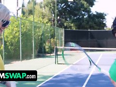 Kenzie Taylor & Mona Azar team up to take on stepson's tennis game & get nasty in a foursome