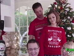 Kinky Stepsister gets fucked hard at Christmas by her horny stepbrother in full Vids FamilyStroke.net